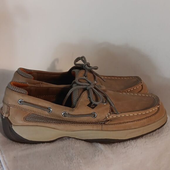 Sperry Top-Sider Men's Tan Leather Boat Shoes - Picture 7 of 7